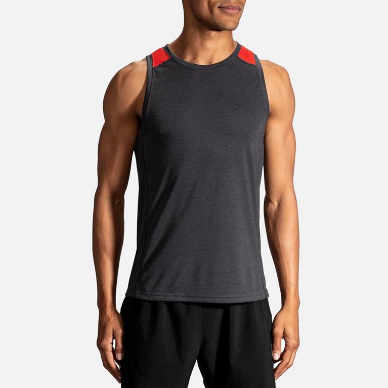 Brooks Distance - Mens Running Tank Top - Grey (81976PVZI)